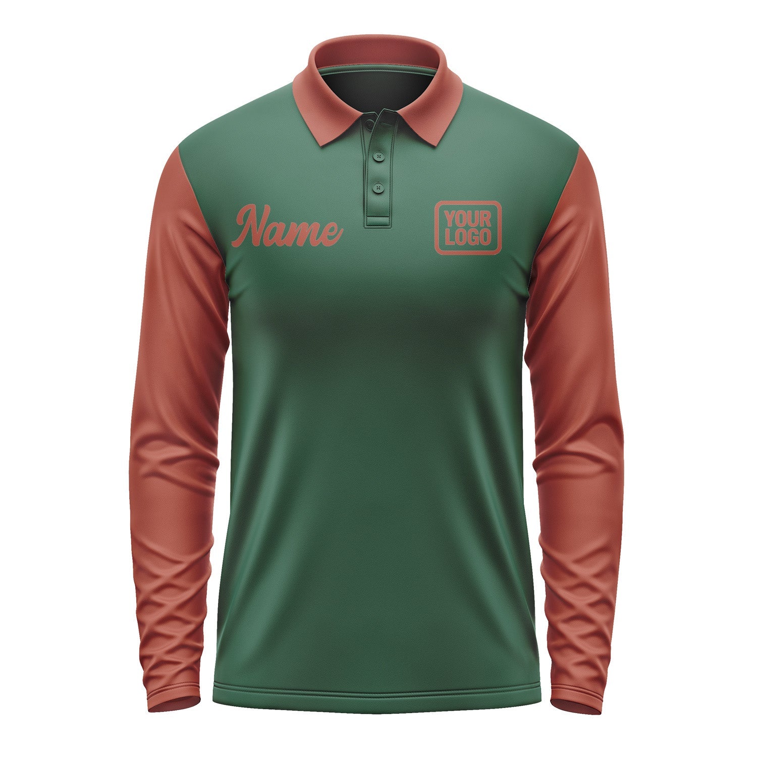 Custom Green Coral Red Long Sleeve Polo Shirt Pl051616B116