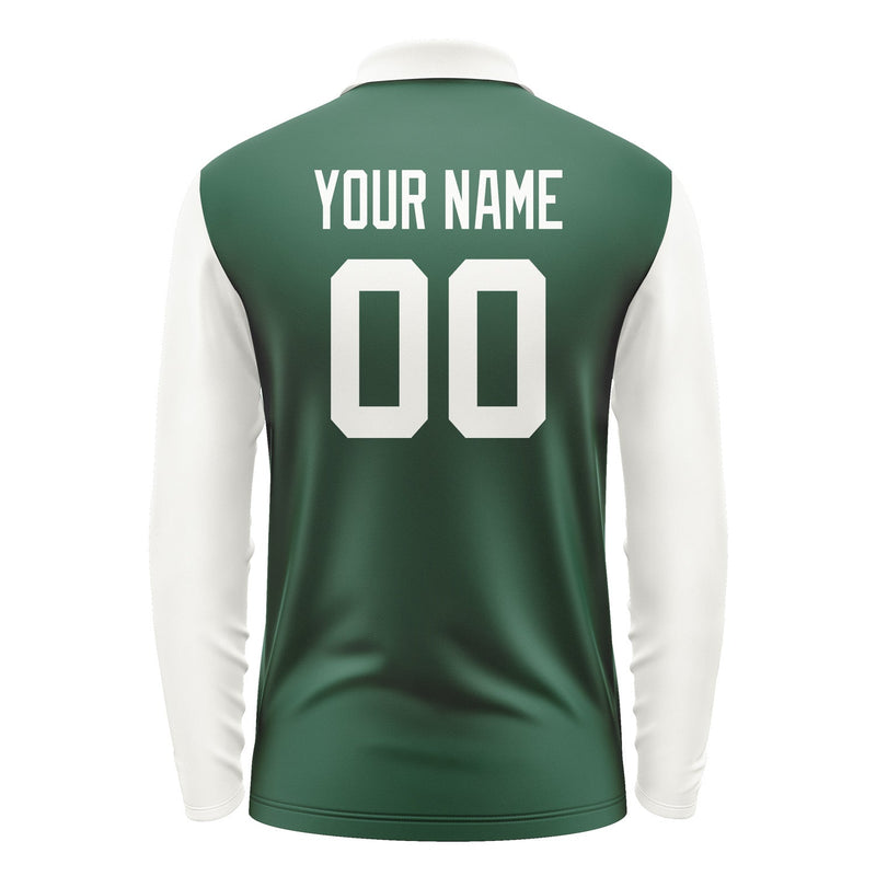 Custom Green White Long Sleeve Polo Shirt Pl051818B118