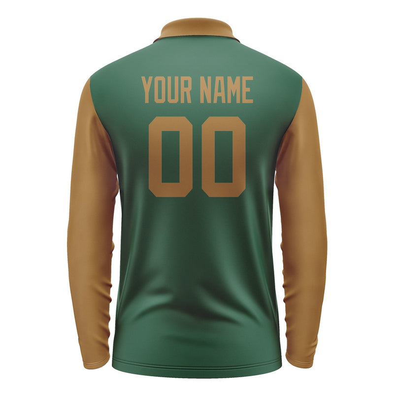 Custom Green Khaki Long Sleeve Polo Shirt Pl052222B122