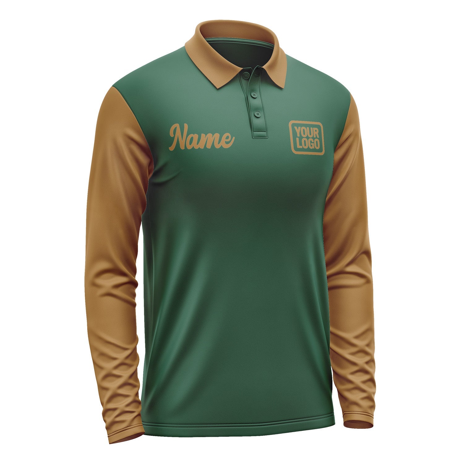 Custom Green Khaki Long Sleeve Polo Shirt Pl052222B122
