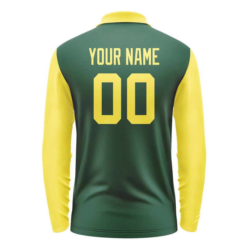 Custom Green Light Yellow Long Sleeve Polo Shirt Pl052626B126