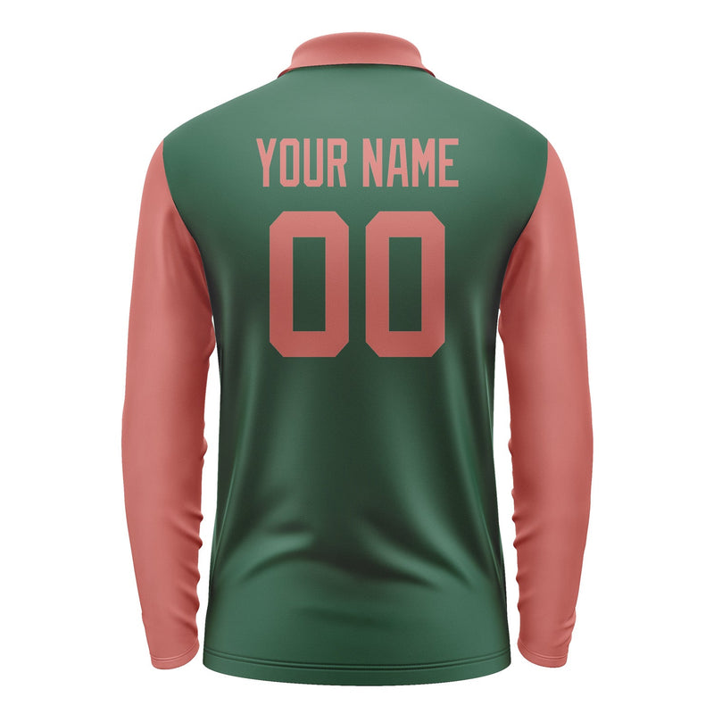 Custom Green Copper Rose Long Sleeve Polo Shirt Pl052929B129