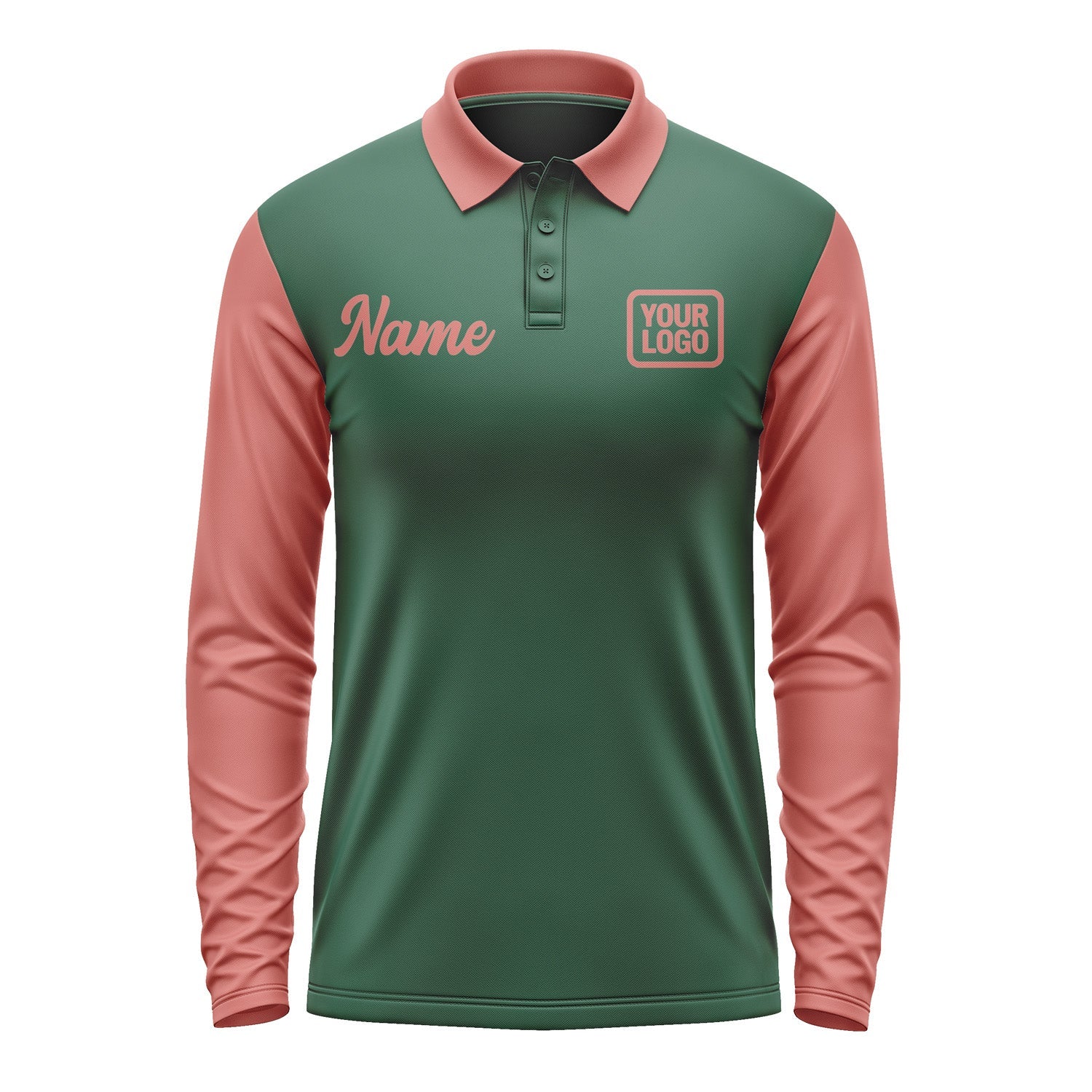 Custom Green Copper Rose Long Sleeve Polo Shirt Pl052929B129