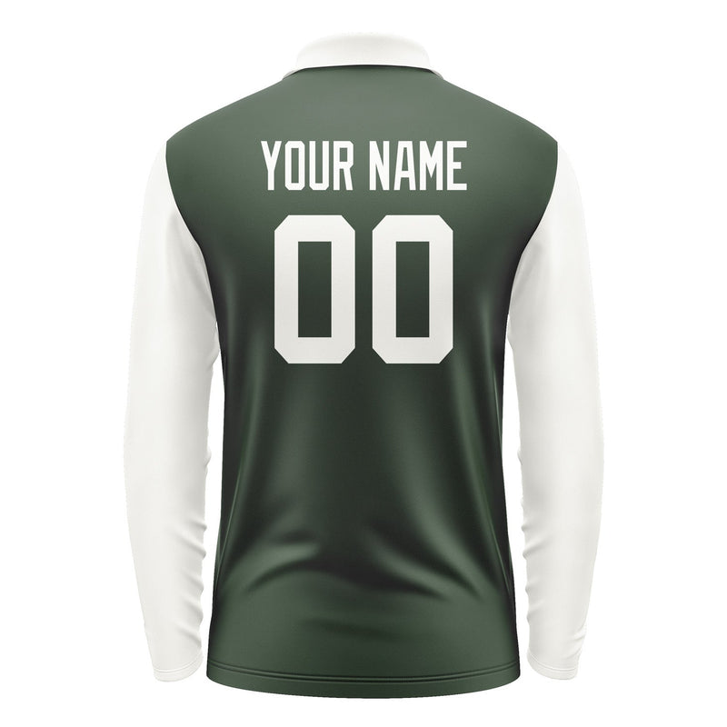 Custom Dark Green White Long Sleeve Polo Shirt Pl061818B118