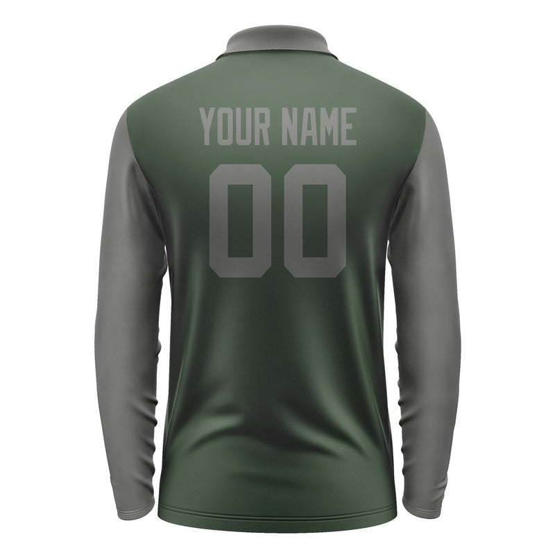 Custom Dark Green Dark Grey Long Sleeve Polo Shirt Pl062020B120