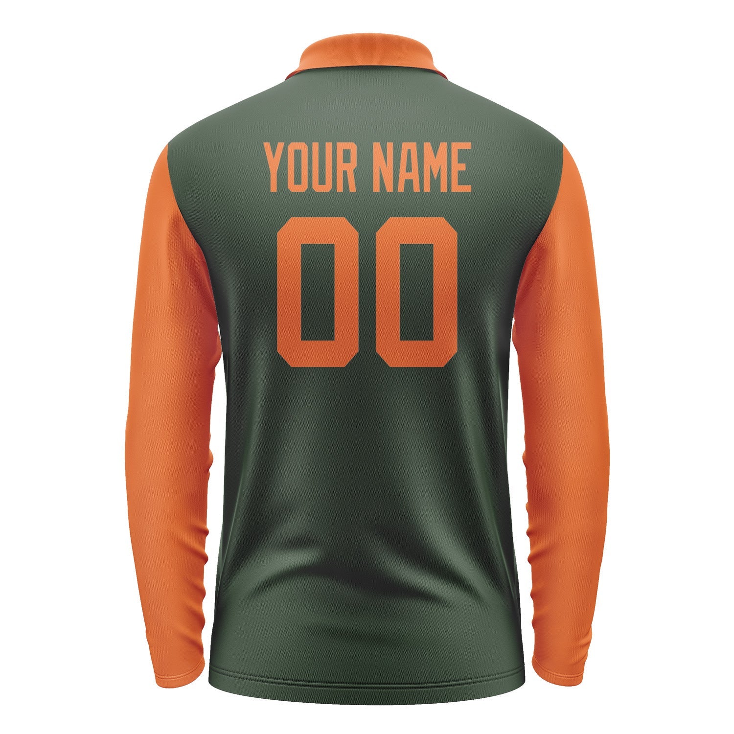 Custom Dark Green Orange Long Sleeve Polo Shirt Pl062828B128