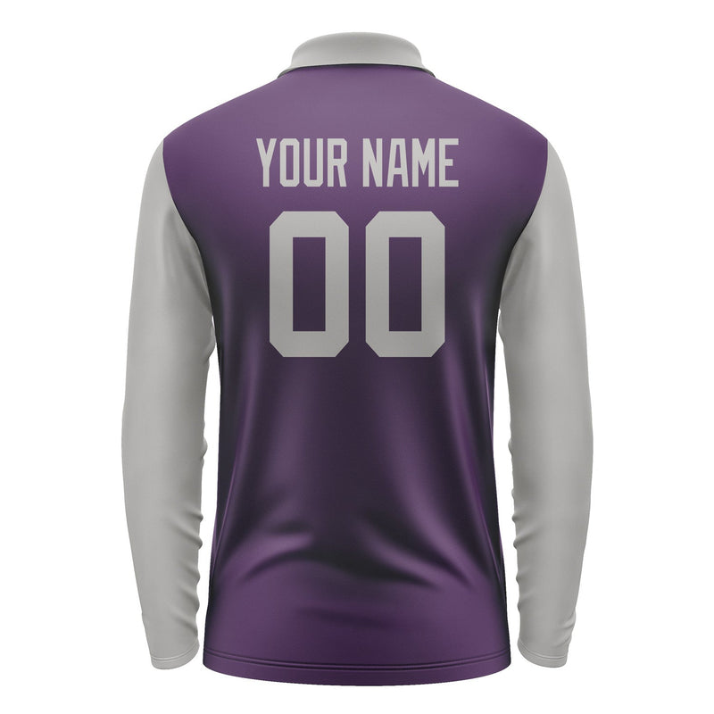 Custom Purple Gray Long Sleeve Polo Shirt Pl070404B104