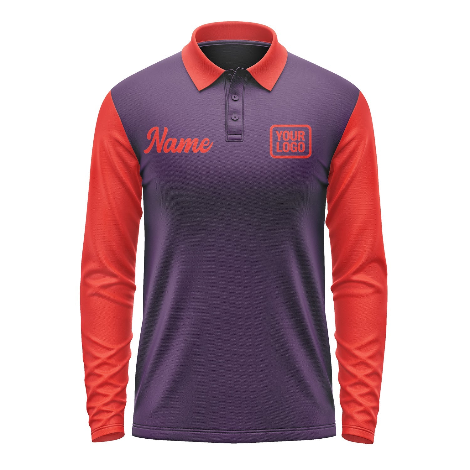 Custom Purple Orange Red Long Sleeve Polo Shirt Pl071212B112