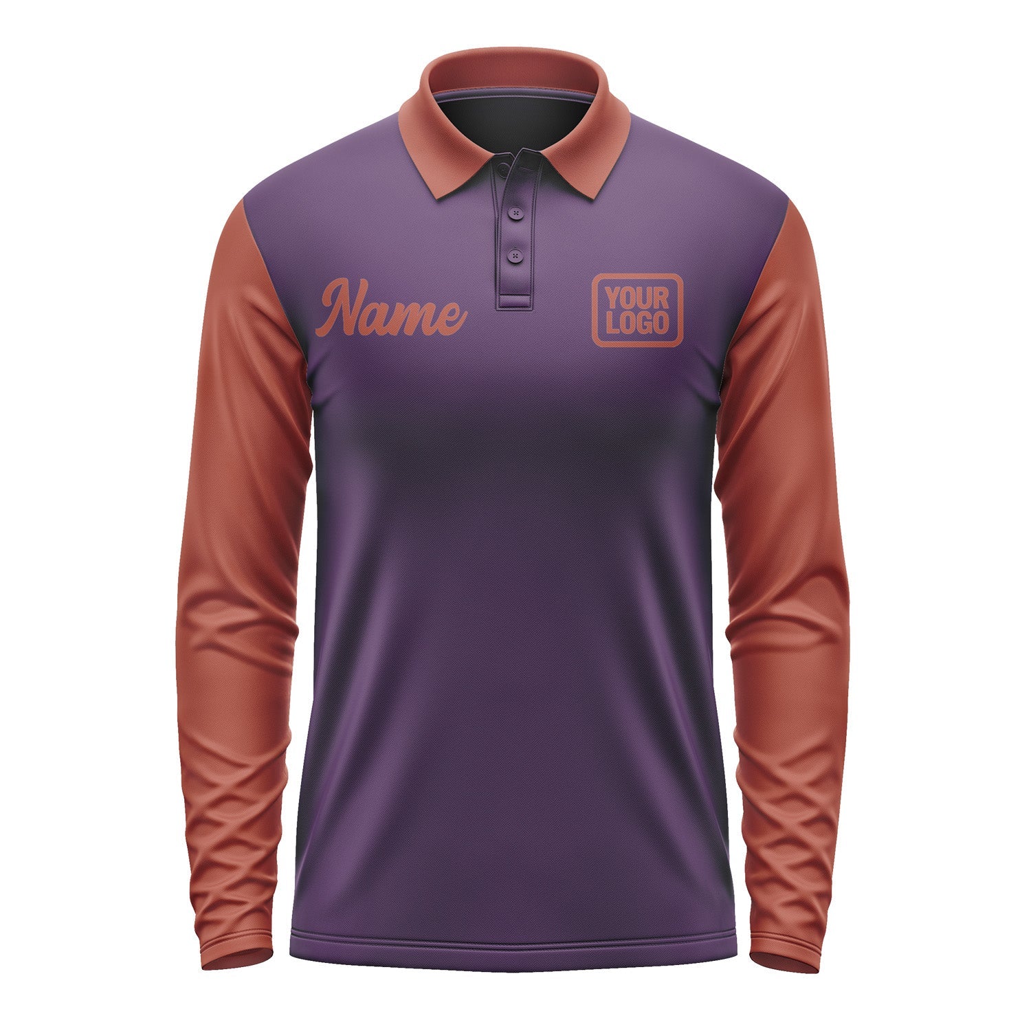 Custom Purple Coral Red Long Sleeve Polo Shirt Pl071616B116