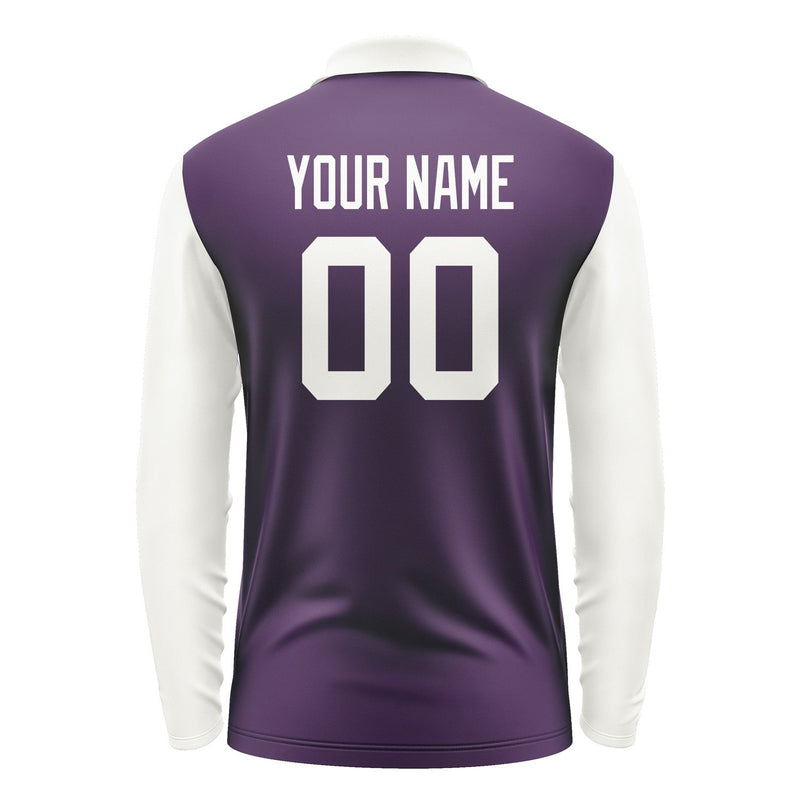 Custom Purple White Long Sleeve Polo Shirt Pl071818B118