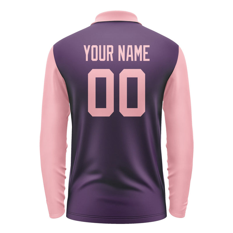 Custom Purple Light Pink Long Sleeve Polo Shirt Pl072121B121