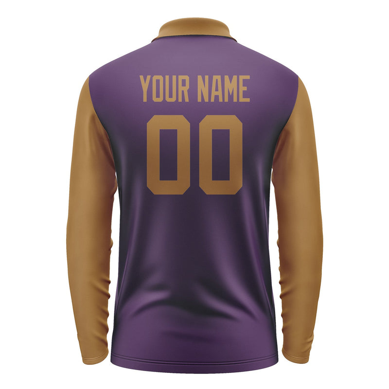 Custom Purple Khaki Long Sleeve Polo Shirt Pl072222B122
