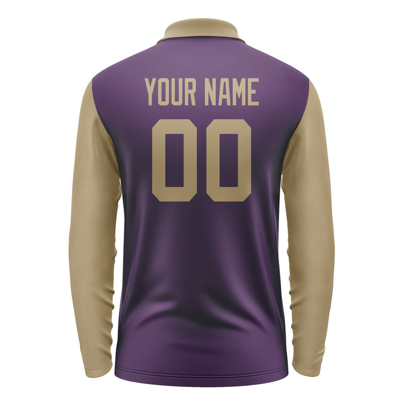 Custom Purple Light Khaki Long Sleeve Polo Shirt Pl072525B125
