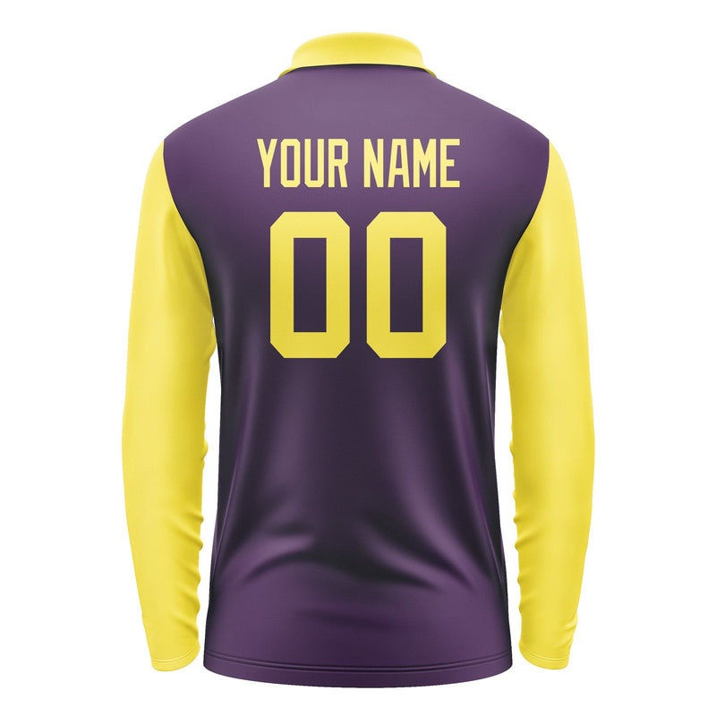 Custom Purple Light Yellow Long Sleeve Polo Shirt Pl072626B126