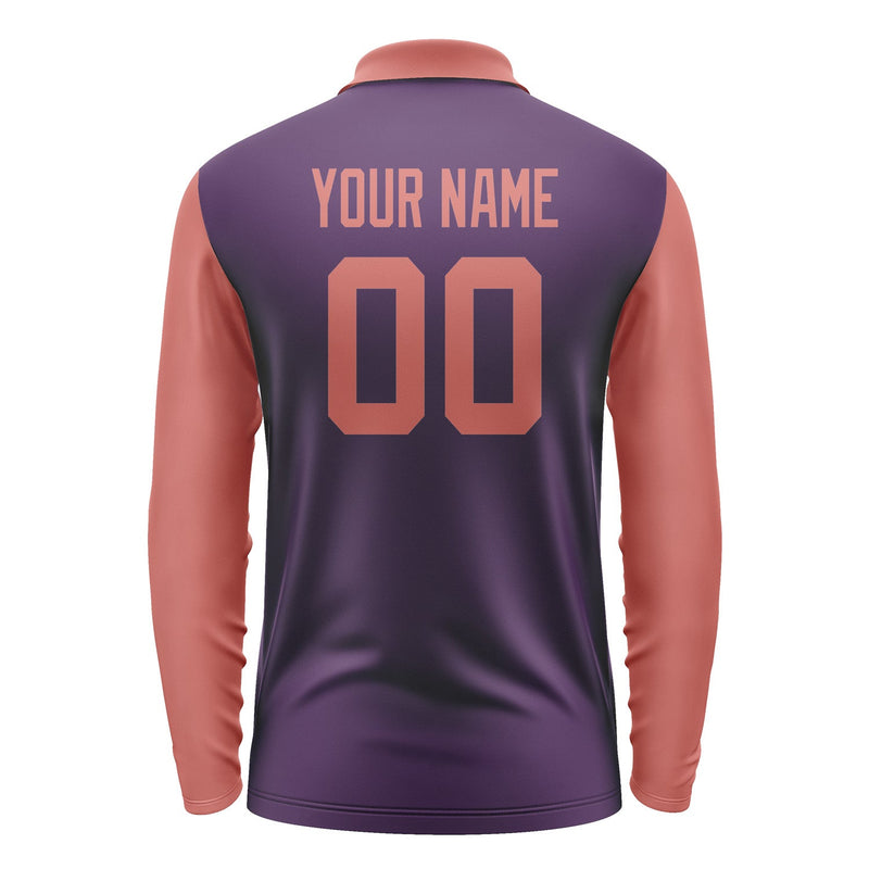 Custom Purple Copper Rose Long Sleeve Polo Shirt Pl072929B129