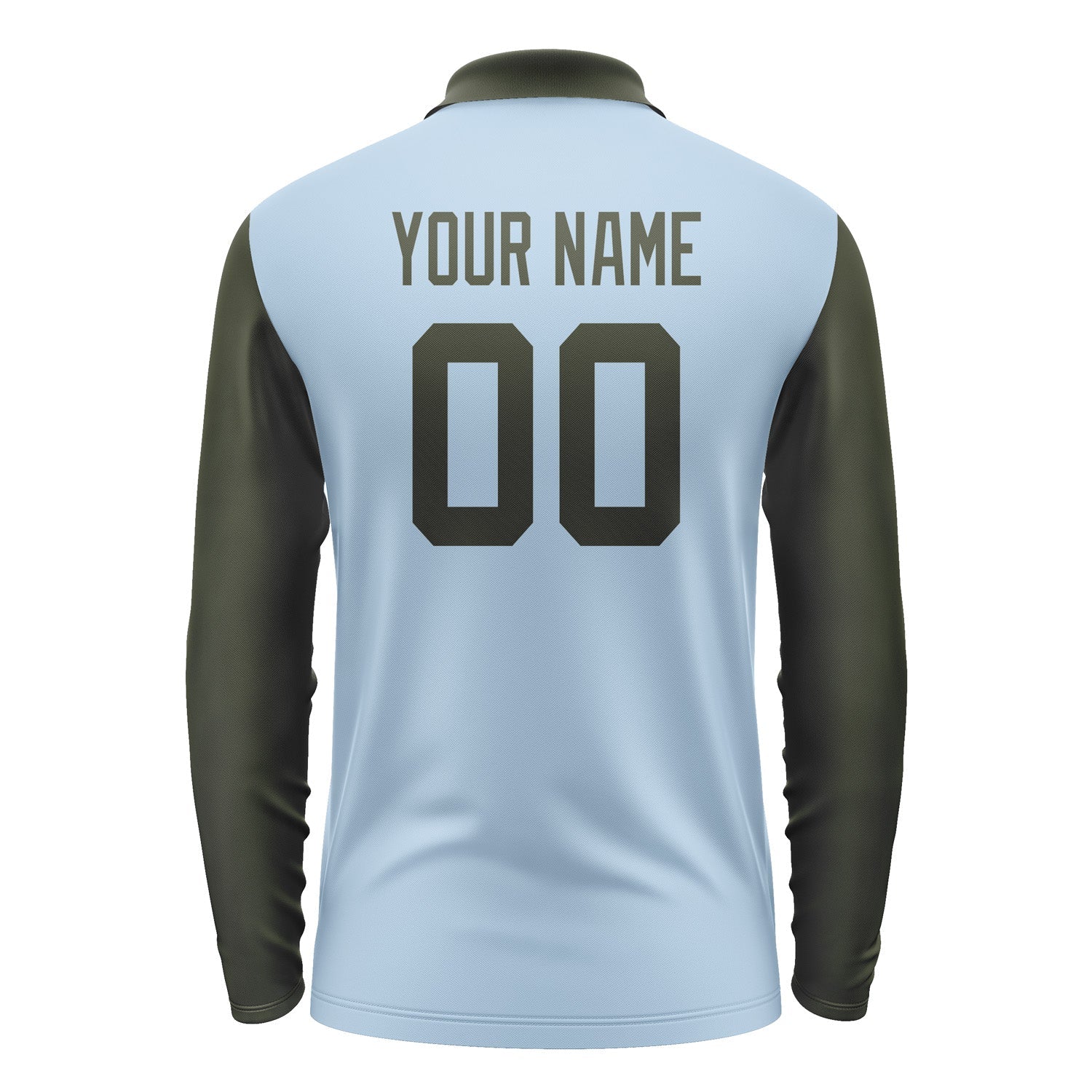 Custom Light Blue Olive Long Sleeve Polo Shirt Pl080202B102