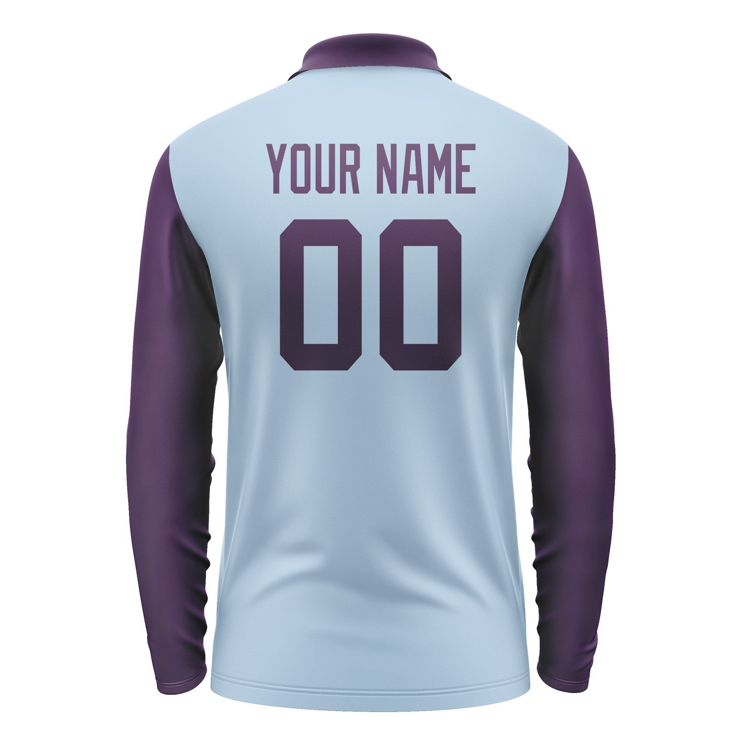 Custom Light Blue Purple Long Sleeve Polo Shirt Pl080707B107
