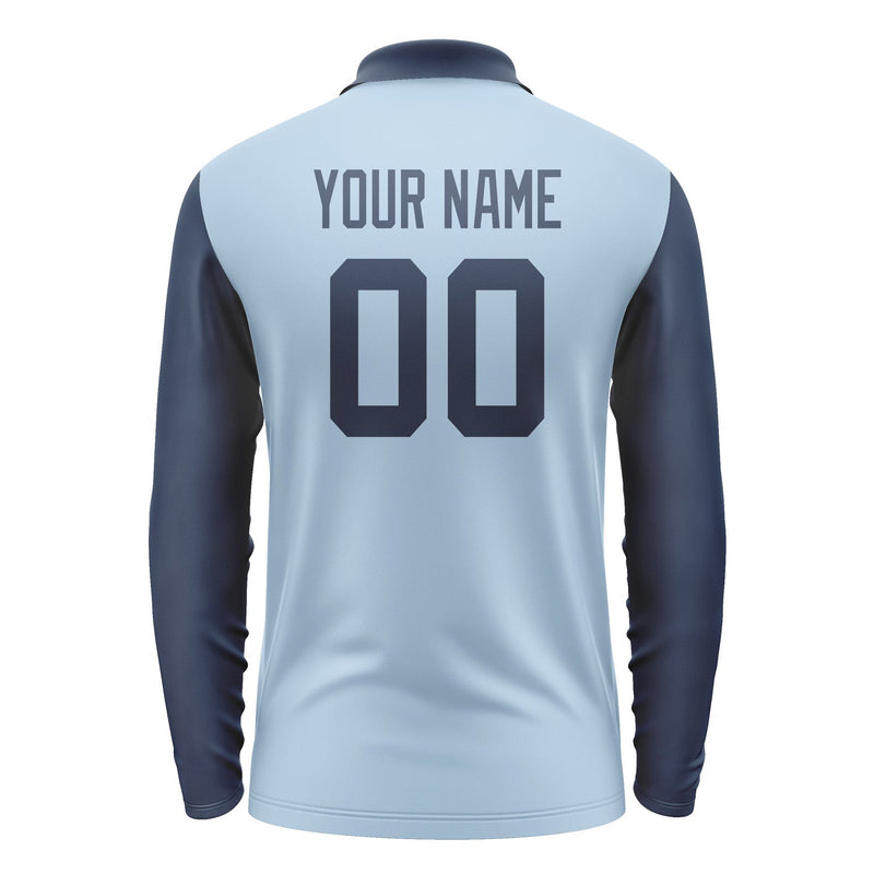 Custom Light Blue Blue Long Sleeve Polo Shirt Pl081010B110