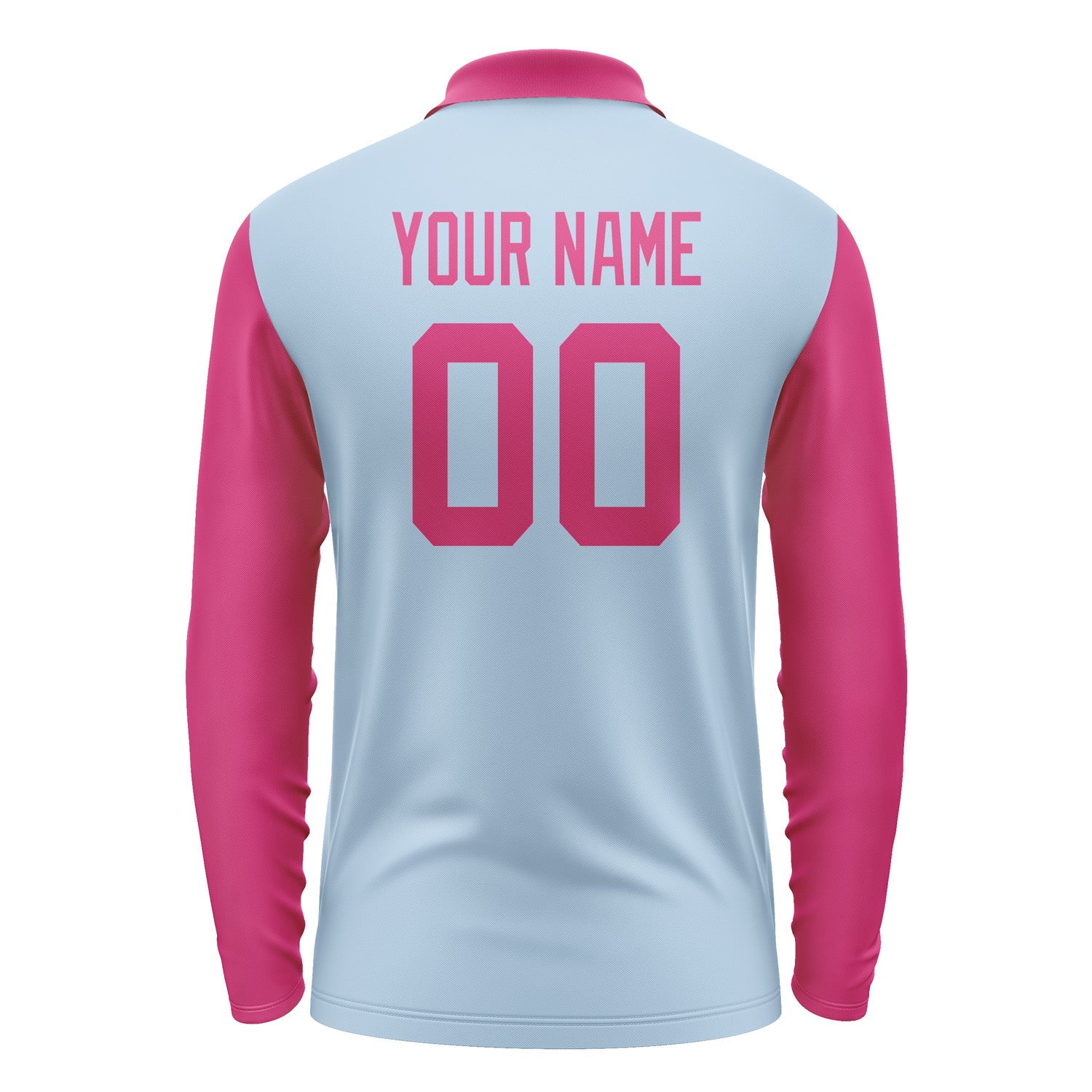 Custom Light Blue Pink Long Sleeve Polo Shirt Pl081313B113