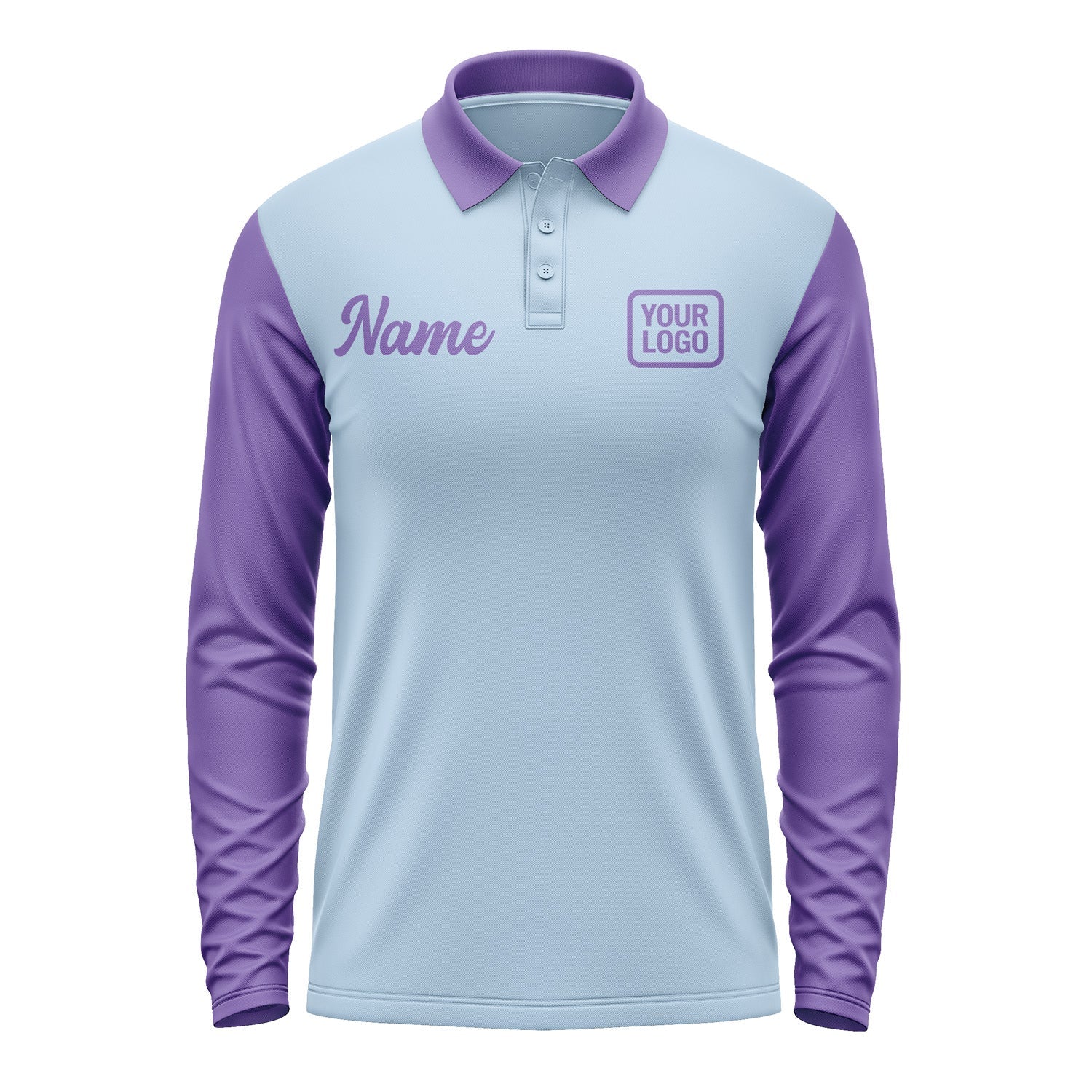 Custom Light Blue Light Purple Long Sleeve Polo Shirt Pl082323B123