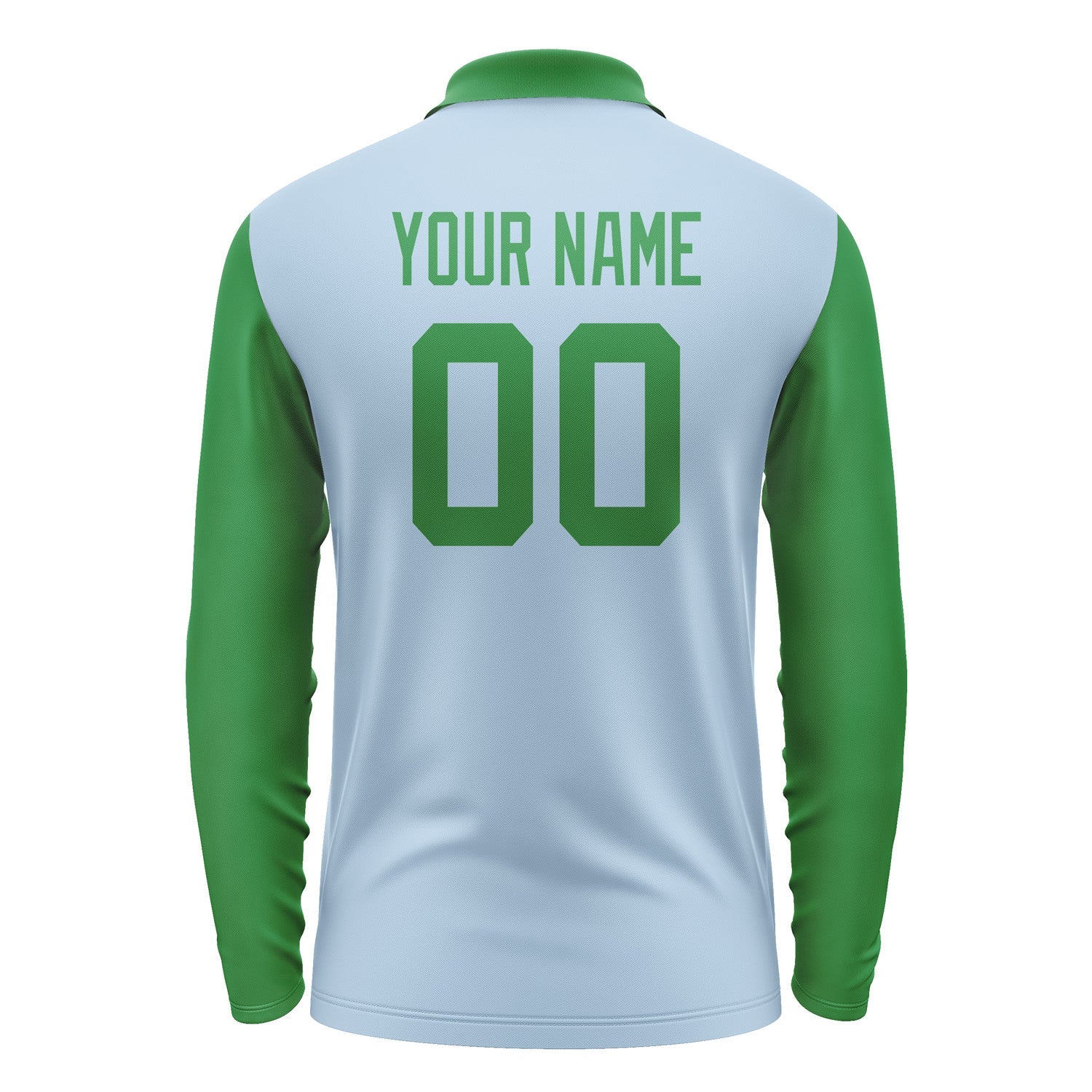 Custom Light Blue Emerald Green Long Sleeve Polo Shirt Pl082424B124