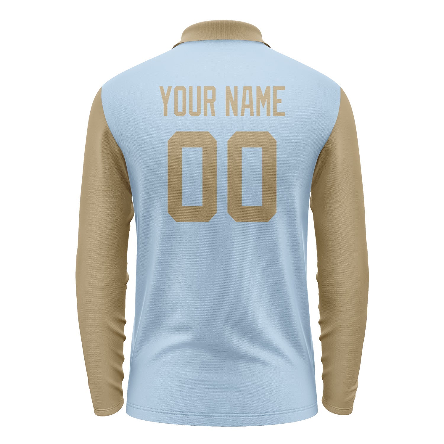 Custom Light Blue Light Khaki Long Sleeve Polo Shirt Pl082525B125
