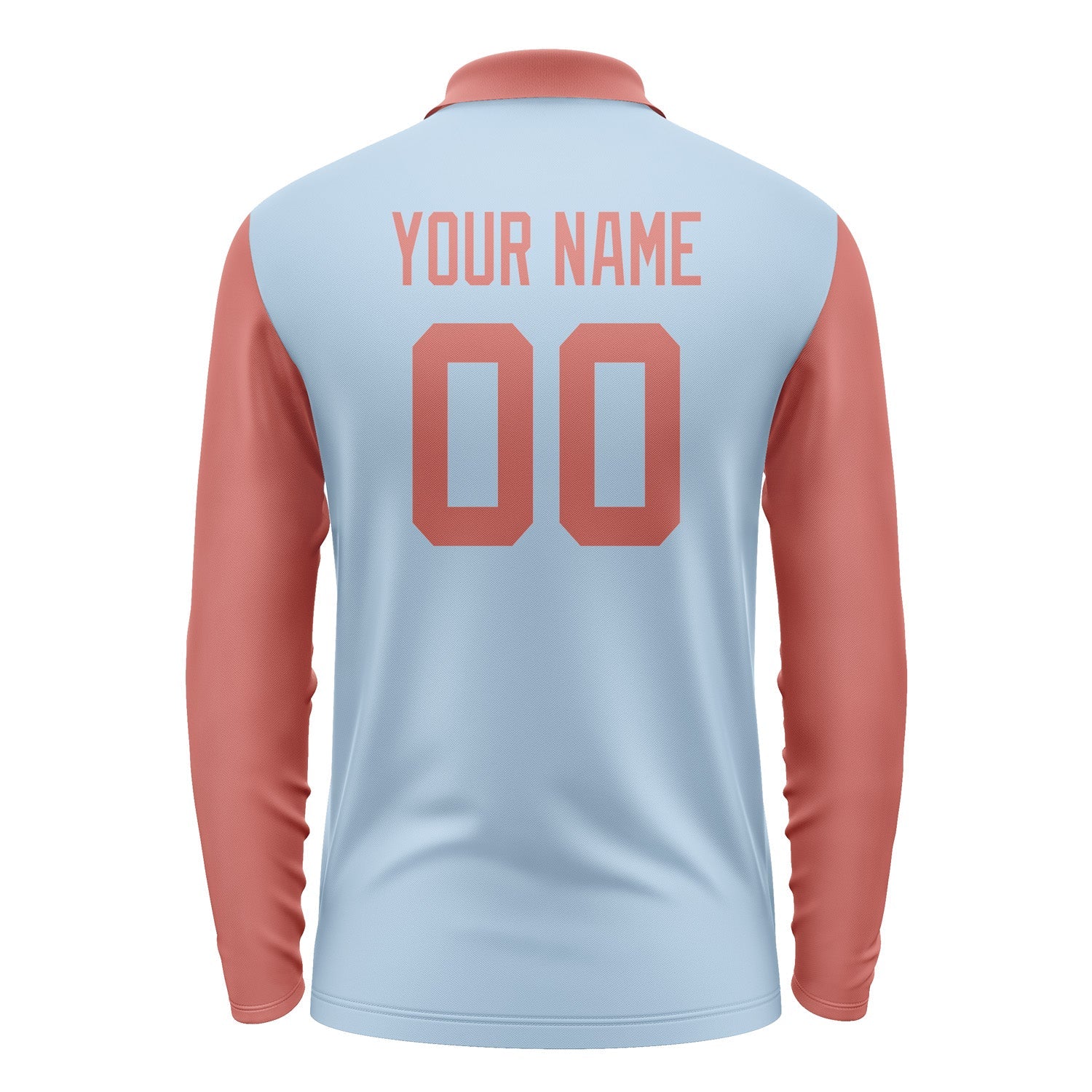 Custom Light Blue Copper Rose Long Sleeve Polo Shirt Pl082929B129