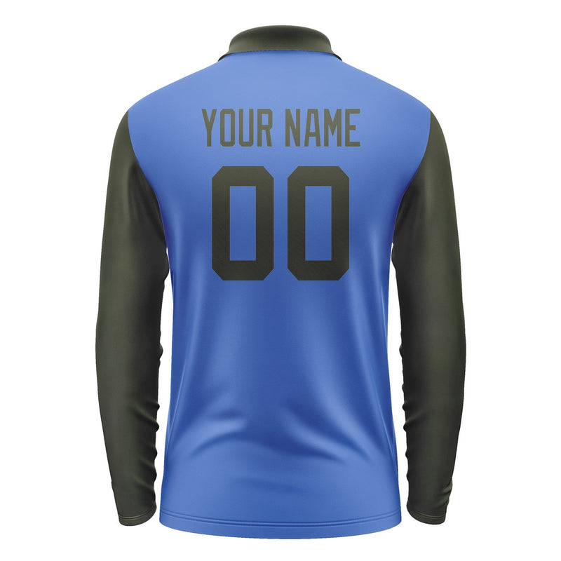 Custom Sky Blue Olive Long Sleeve Polo Shirt Pl090202B102