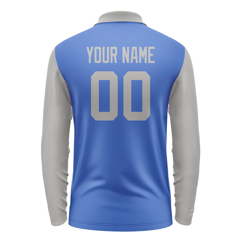Custom Sky Blue Gray Long Sleeve Polo Shirt Pl090404B104