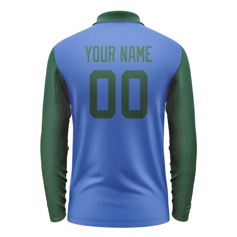 Custom Sky Blue Green Long Sleeve Polo Shirt Pl090505B105