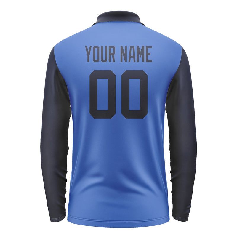 Custom Sky Blue Navy Long Sleeve Polo Shirt Pl091111B111