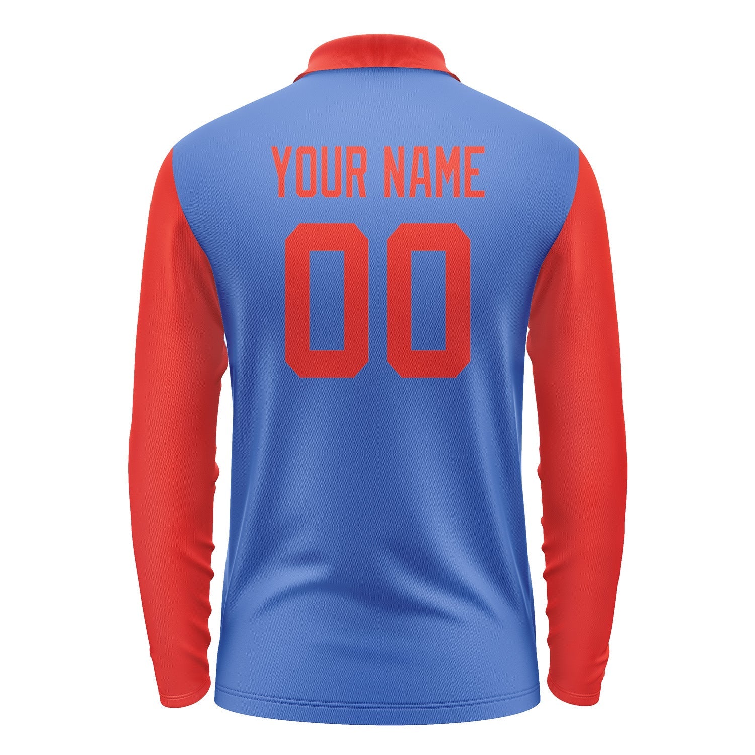 Custom Sky Blue Orange Red Long Sleeve Polo Shirt Pl091212B112