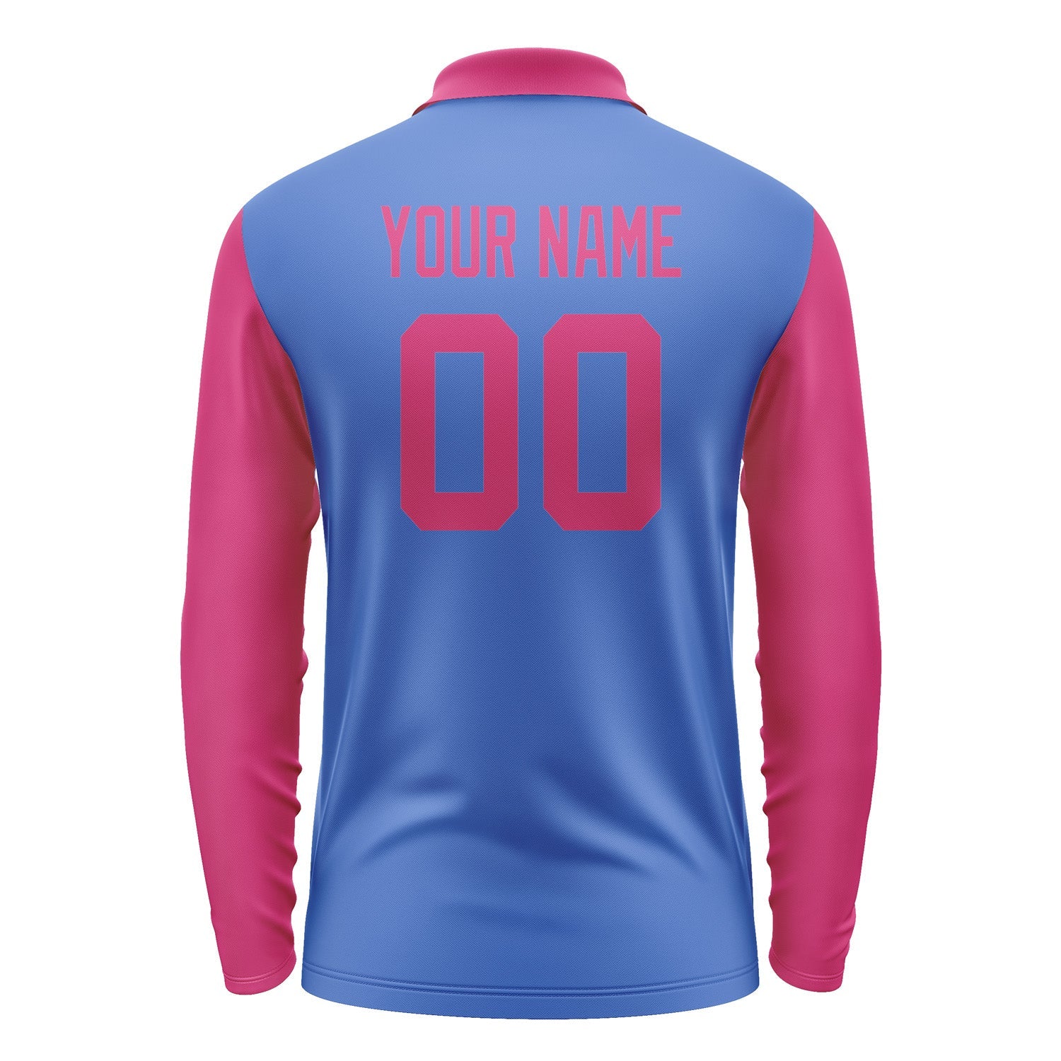 Custom Sky Blue Pink Long Sleeve Polo Shirt Pl091313B113
