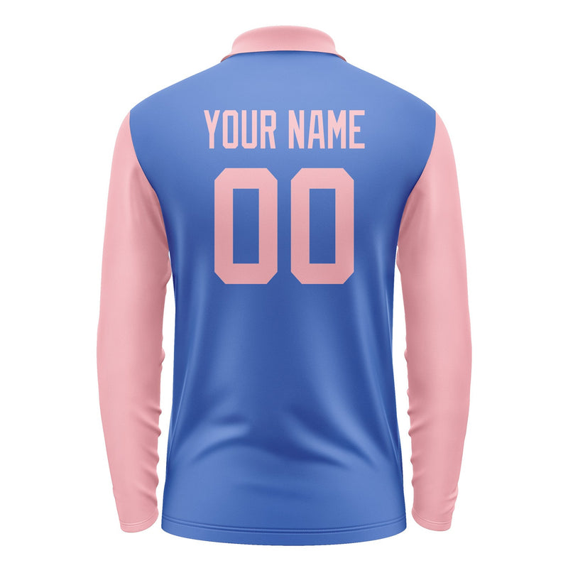 Custom Sky Blue Light Pink Long Sleeve Polo Shirt Pl092121B121
