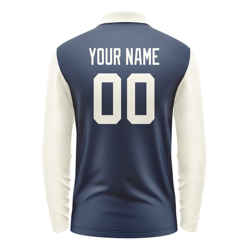 Custom Blue Cream Long Sleeve Polo Shirt Pl100303B103