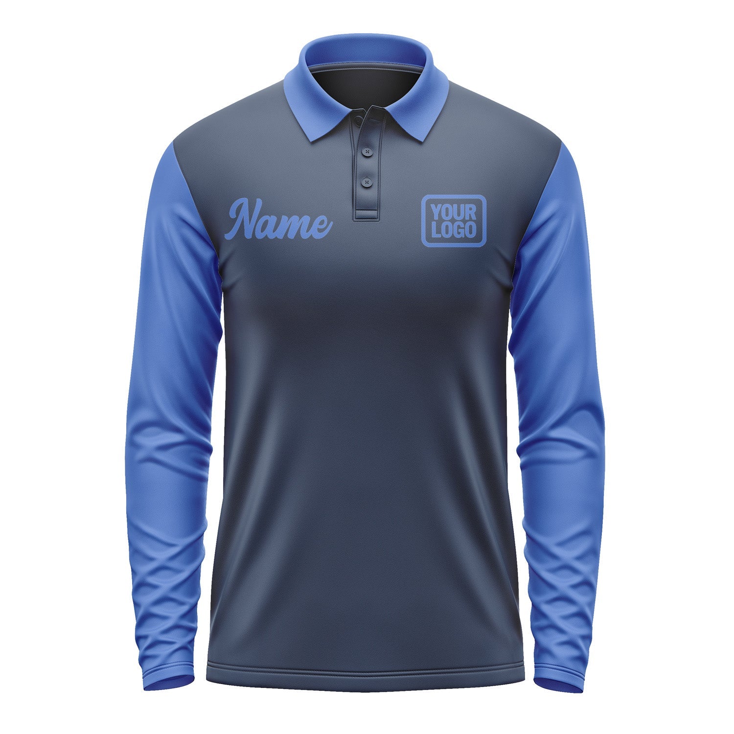 Custom Blue Sky Blue Long Sleeve Polo Shirt Pl100909B109