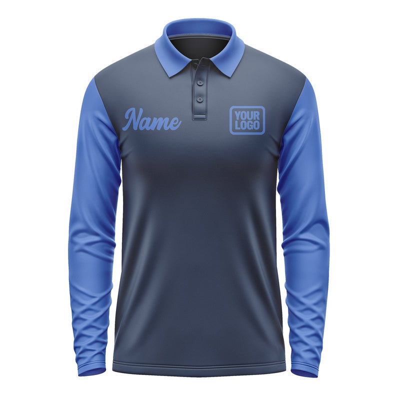 Custom Blue Sky Blue Long Sleeve Polo Shirt Pl100909B109