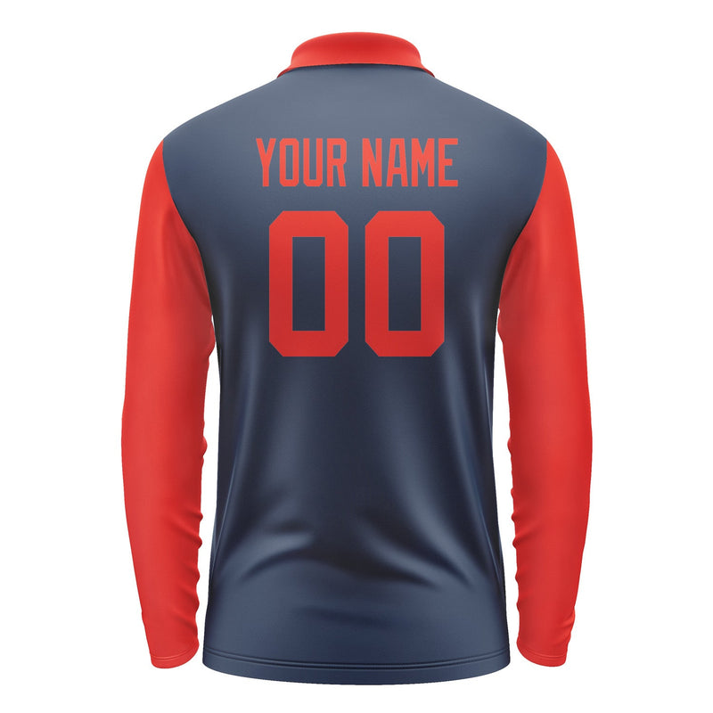 Custom Blue Orange Red Long Sleeve Polo Shirt Pl101212B112