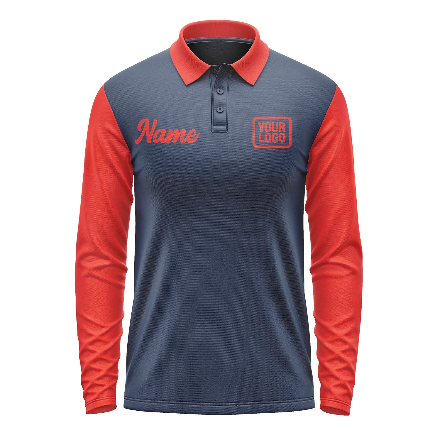 Custom Blue Orange Red Long Sleeve Polo Shirt Pl101212B112