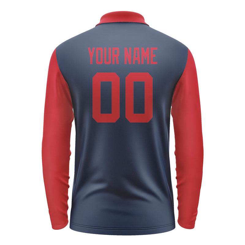 Custom Blue Red Long Sleeve Polo Shirt Pl101414B114