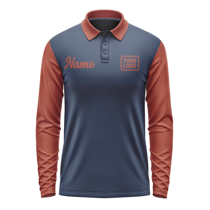 Custom Blue Coral Red Long Sleeve Polo Shirt Pl101616B116