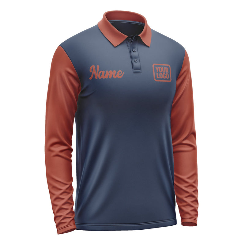 Custom Blue Coral Red Long Sleeve Polo Shirt Pl101616B116