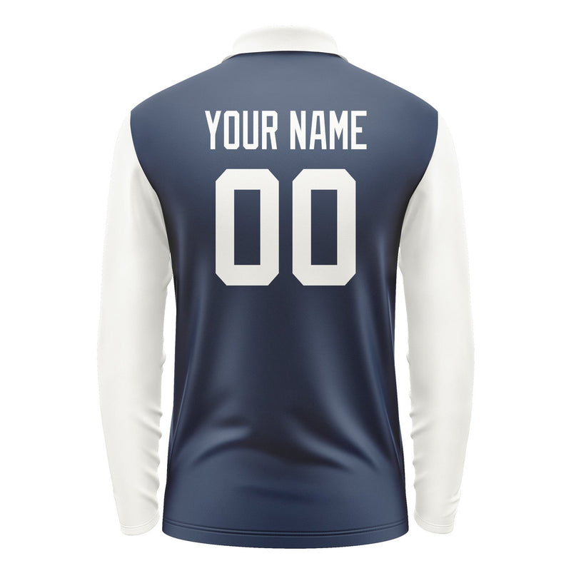 Custom Blue White Long Sleeve Polo Shirt Pl101818B118