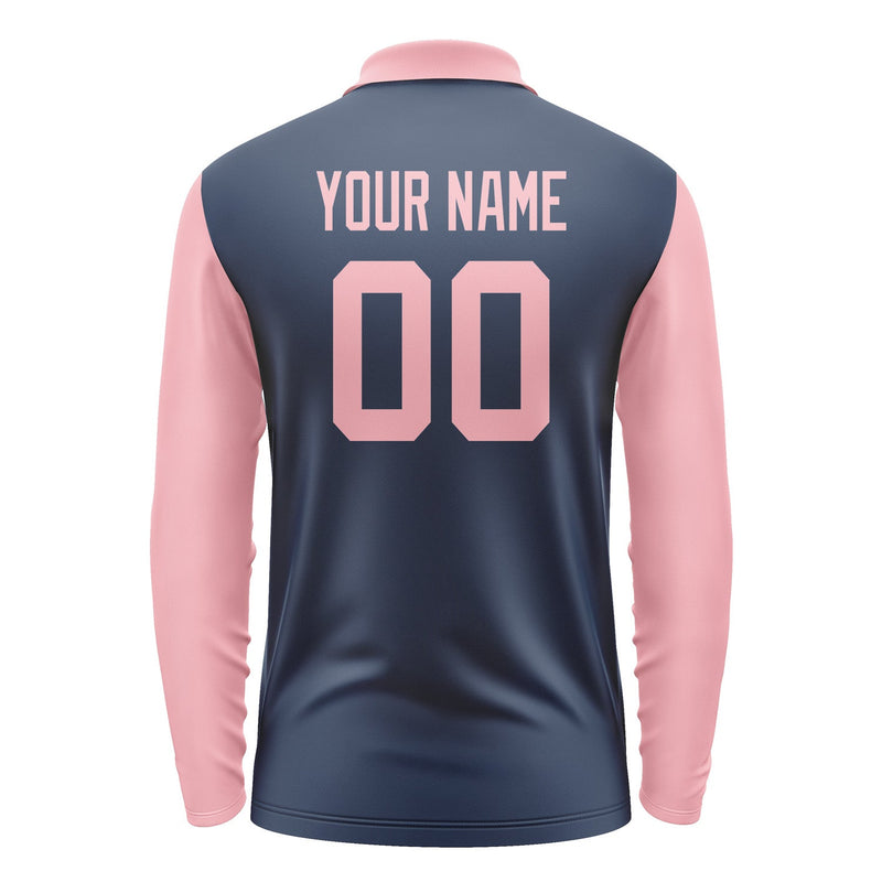 Custom Blue Light Pink Long Sleeve Polo Shirt Pl102121B121