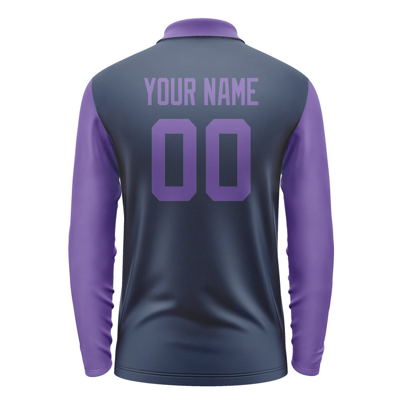 Custom Blue Light Purple Long Sleeve Polo Shirt Pl102323B123