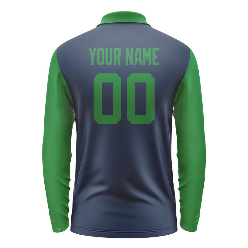 Custom Blue Emerald Green Long Sleeve Polo Shirt Pl102424B124
