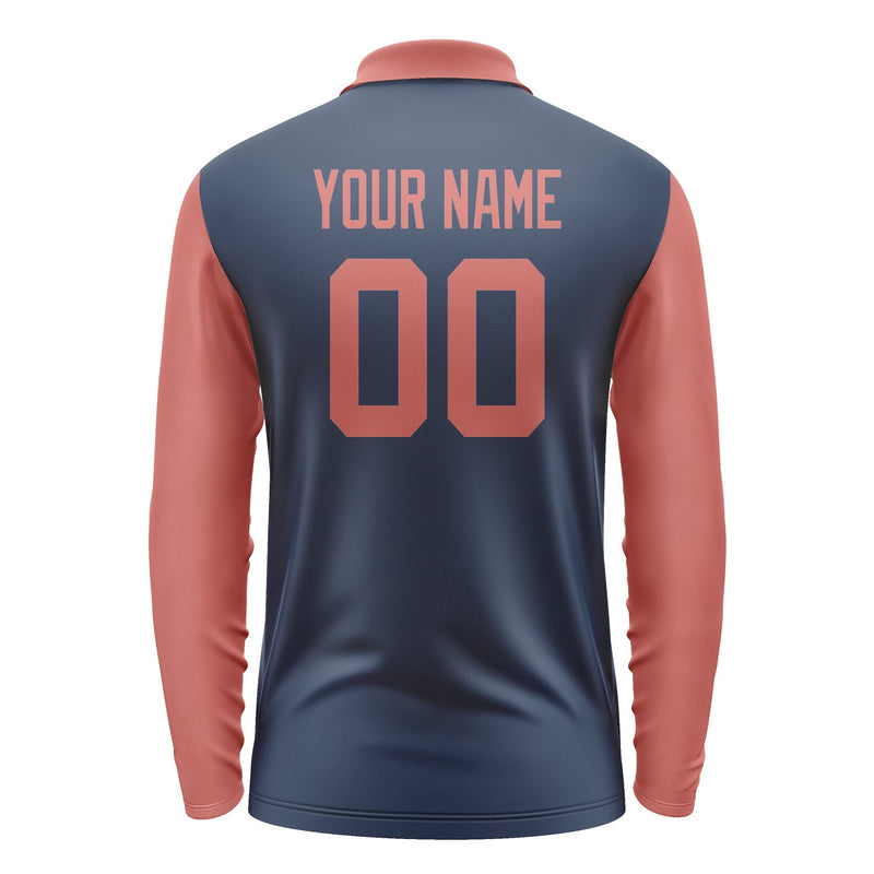 Custom Blue Copper Rose Long Sleeve Polo Shirt Pl102929B129