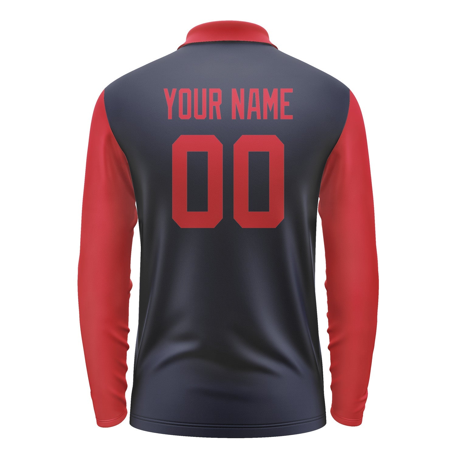 Custom Navy Red Long Sleeve Polo Shirt Pl111414B114