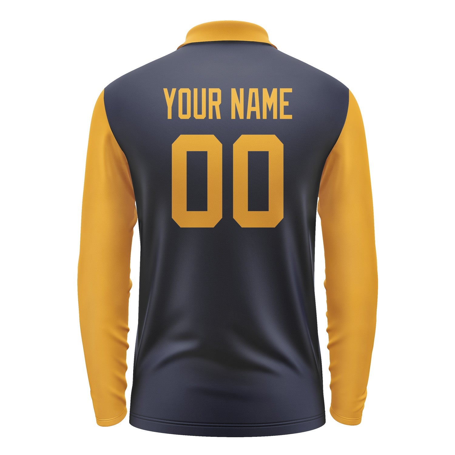 Custom Navy Yellow Long Sleeve Polo Shirt Pl111919B119