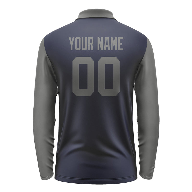 Custom Navy Dark Grey Long Sleeve Polo Shirt Pl112020B120